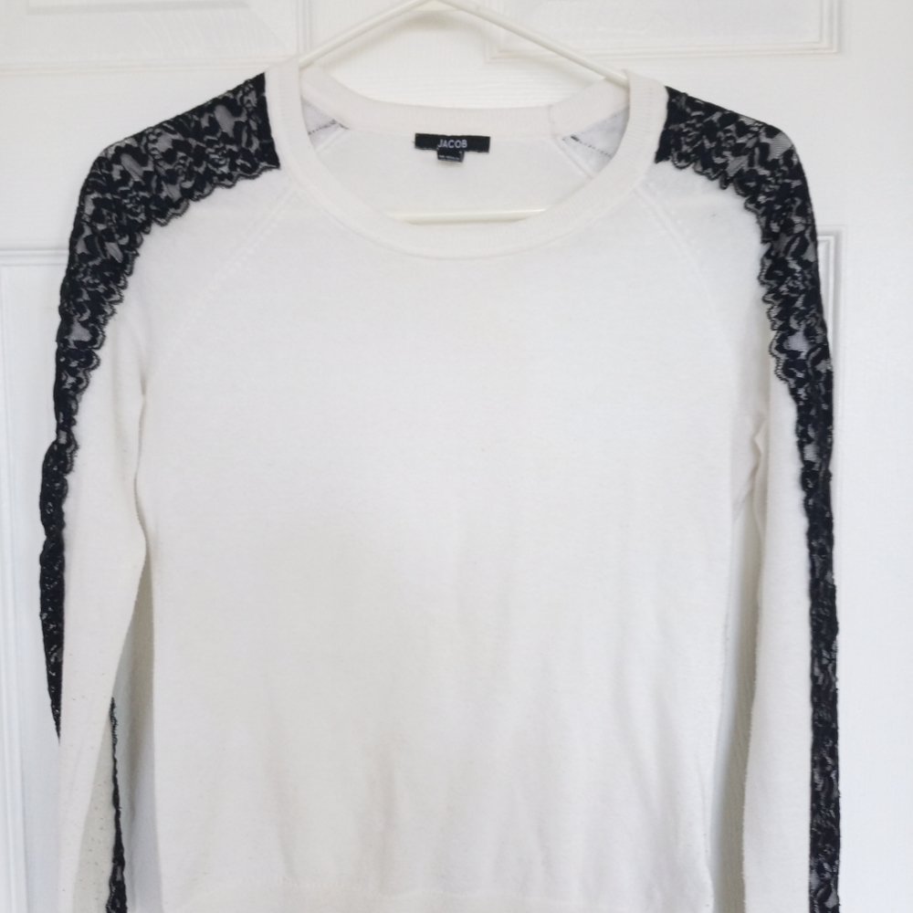 Jacob lightweight white with lace detail sweater/top x-small.